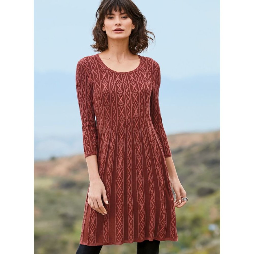 PERUVIAN CONNECTION Bedelia Pima Cotton Sweater Dress sz M Women's - Picture 1 of 12